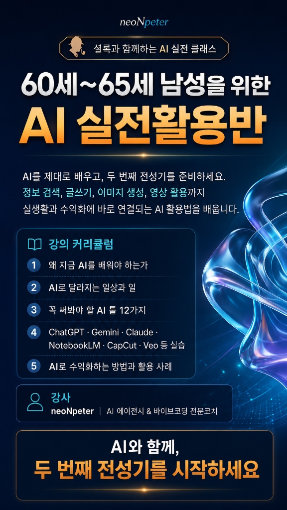60-65 남성을 위한 AI 실전활용반 커리큘럼 포스터